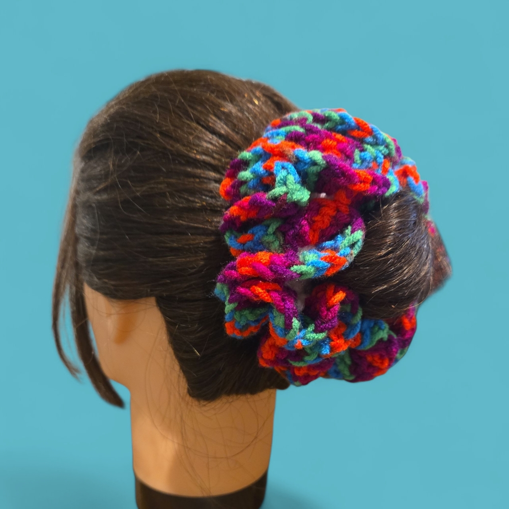 Vibrant Multicolor Knit Hair Scrunchie